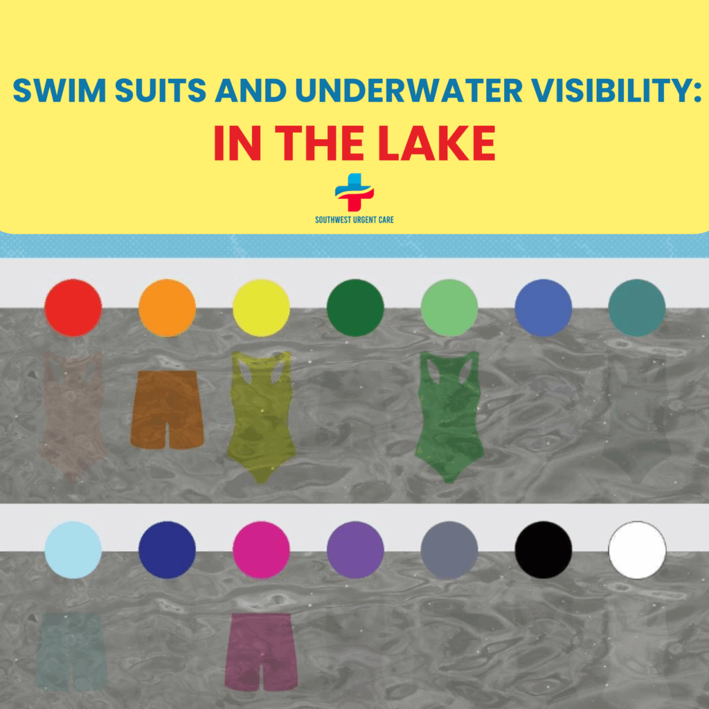 Swimming Safety for Kids: Pool Season Safety Tips and Health Risks Every Parent Should Know 3 Swim safety-Swim suite Visibility Chart for kids in the Lake by Southwest Urgent Care in Telfair sugar Land Texas